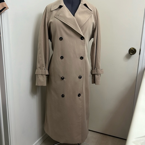 NWT H&M MIDI LENGTH KHAKI TRENCH COAT SZ M - Picture 1 of 8